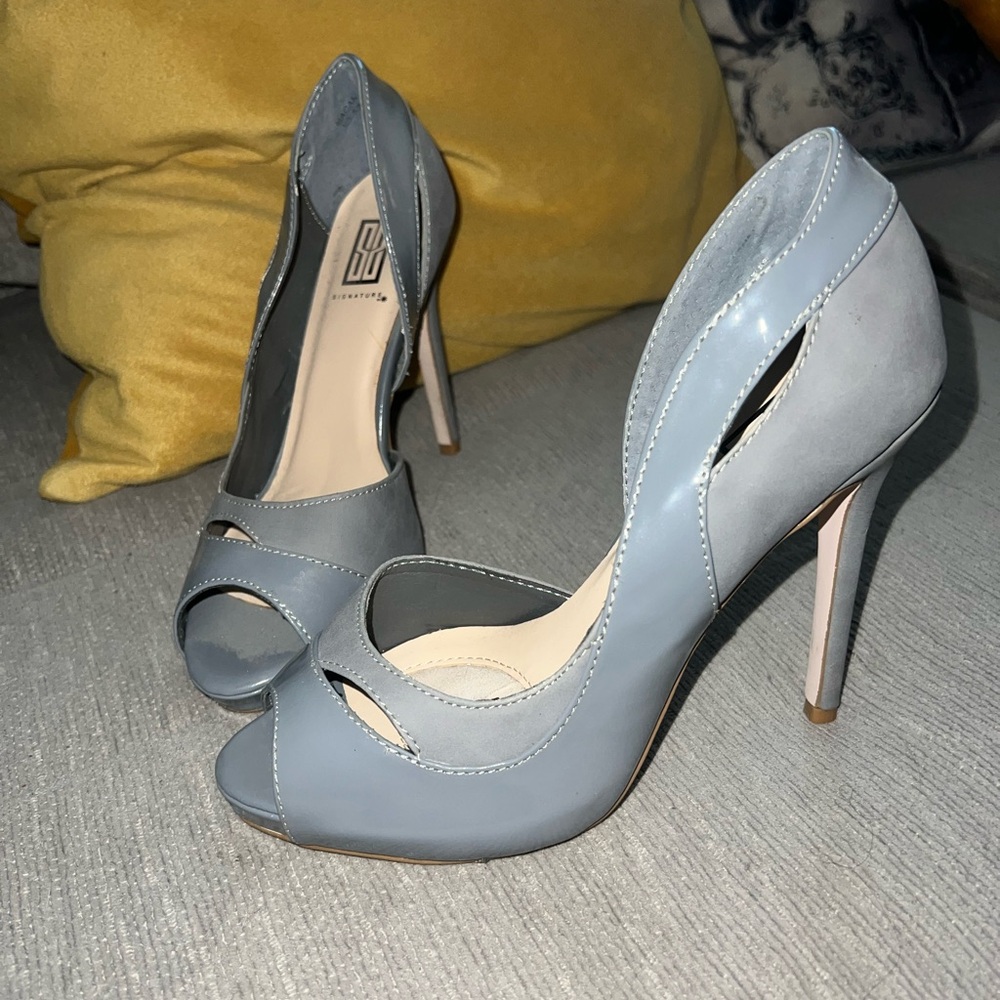Signature Light Blue Peep-Toe Heels